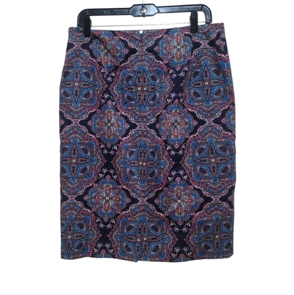 Talbots Blue Red Paisley Print Pencil Skirt Women's Size 6